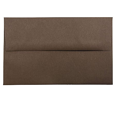 JAM Paper® Booklet Invitation Envelopes, Gummed Seal, 100% Recycled, Chocolate Brown, Pack Of 25
