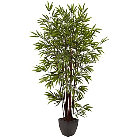 Nearly Natural Bamboo 72”H Silk Tree With Planter, 72”H x 39”W x 37”D, Green