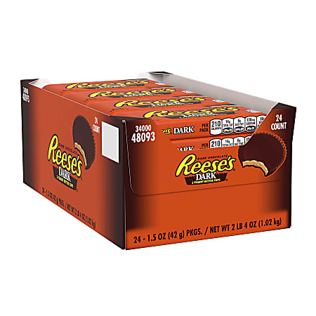 Reese's Dark Chocolate Peanut Butter Cups, Box Of 24