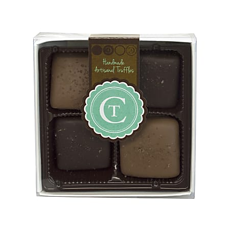 Chocolate Therapy 4-Piece Salt Caramel Milk And Dark Chocolate Truffles Gift Box, 3.2 Oz