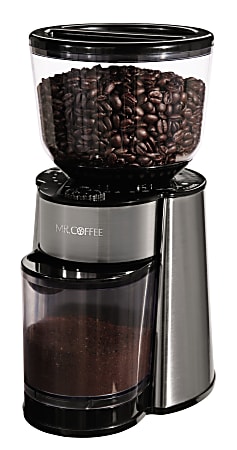 Mr. Coffee Burr Mill Coffee Grinder, 10"H x 5"W x 5"D, Black/Silver