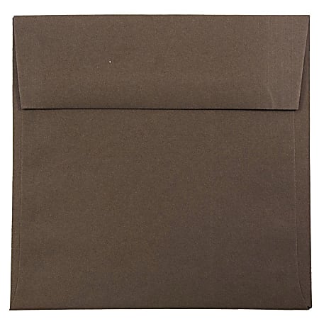 JAM Paper® Color Square Invitation Envelopes, #6, Gummed Seal, 100% Recycled, Chocolate Brown, Pack Of 25