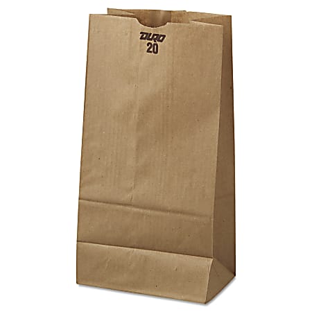 General Paper Grocery Bags, #20, 20 Lb, 16 1/8"H x 8 1/4"W x 5 5/16"D, Kraft, Pack Of 500 Bags