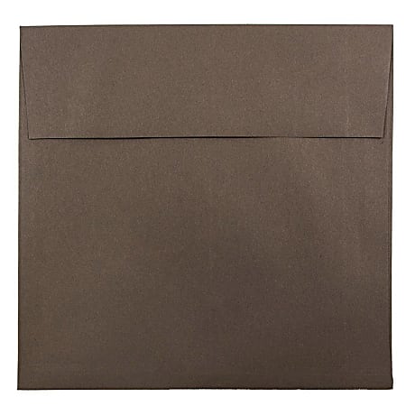 JAM Paper® Color Square Invitation Envelopes, 8 1/2" x 8 1/2", Gummed Seal, 100% Recycled, Chocolate Brown, Pack Of 25