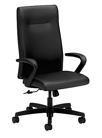 HON® Ignition™ Ergonomic Bonded Leather High-Back Chair, Black