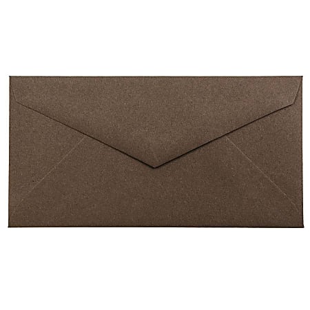 JAM Paper® Booklet Envelopes, #7 3/4 Monarch, V-Flap, Gummed Seal, 100% Recycled, Chocolate Brown, Pack Of 25