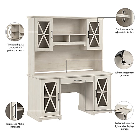 Farmhouse computer desk with sale hutch