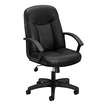 HON Executive Ergonomic Bonded Leather Chair Black Office Depot