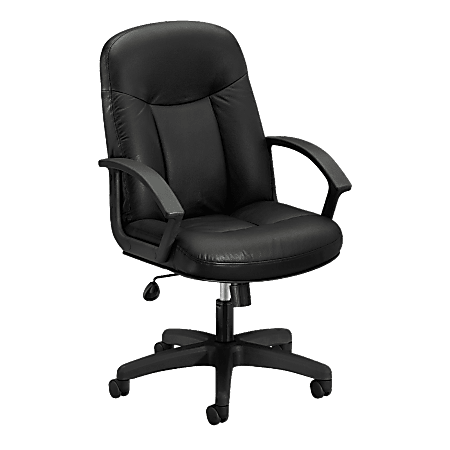 HON® Executive Ergonomic Bonded Leather Chair, Black