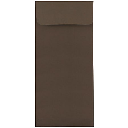 JAM Paper® #10 Policy Envelopes, Gummed Seal, 100% Recycled, Chocolate Brown, Pack Of 25
