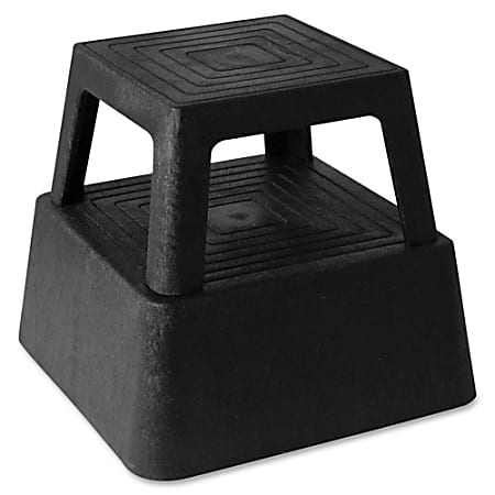 Genuine Joe Plastic Step Stool - 350 lb Load Capacity - 14.3" x 14.3" x 13" - Black