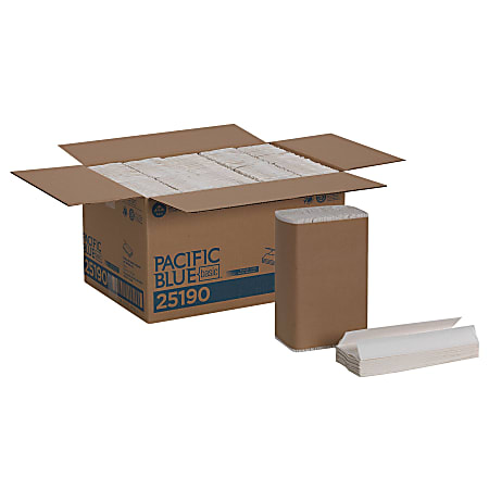 Pacific Blue Basic® by GP PRO, 1-Ply, C-Fold Paper Towels, 10.1" X 12.7", 100% Recycled, White, 240 Sheets per Pack, 10 Packs Per Case