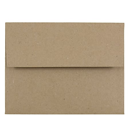JAM Paper® Booklet Invitation Envelopes, Gummed Seal, A2, 100% Recycled, Light Brown, Pack Of 25