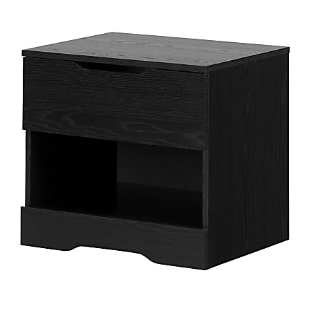 South Shore Holland 1-Drawer Nightstand, 19-3/4"H x 22-1/4"W x 17"D, Black Oak