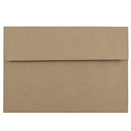 JAM Paper® Booklet Invitation Envelopes, Gummed Seal, 100% Recycled, Brown, Pack Of 25