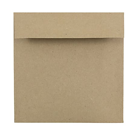 JAM Paper® Square Invitation Envelopes #6, Gummed Seal, 100% Recycled, Brown Kraft Paper Bag, Pack Of 25