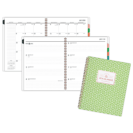 AT-A-GLANCE® Badge Geo Academic Weekly/Monthly Planner, 8 1/2" x 11", 30% Recycled, Multicolor, July 2018 to June 2019