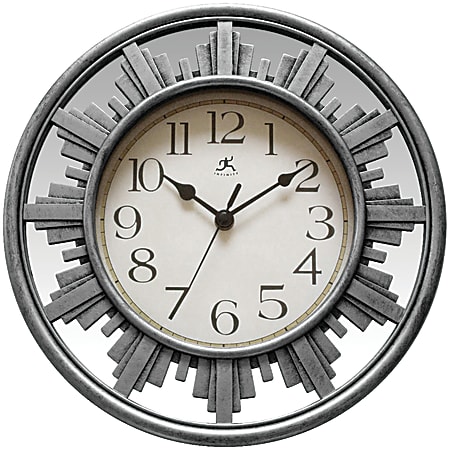 Infinity Instruments City Road 12" Round Wall Clock, Pewter