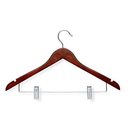 Honey-Can-Do Wood Suit Hangers With Clips, Cherry, Pack Of 12
