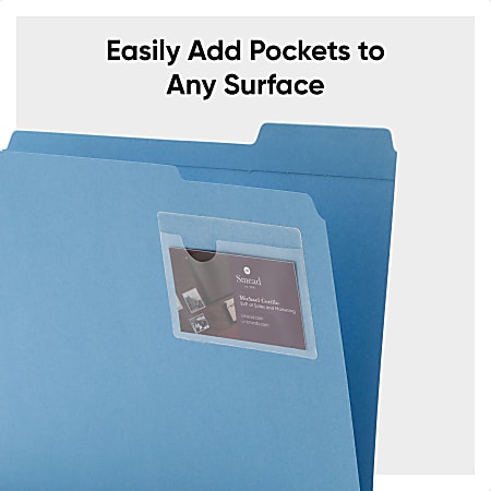 Smead Self Adhesive Poly Pockets 3 x 4 116 Clear Business Card Size Box Of  100 - Office Depot