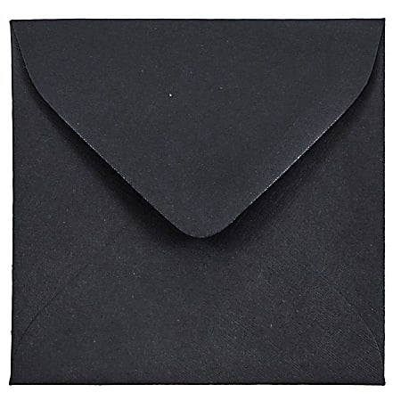 JAM Paper® Square Linen Envelopes, 3 1/8" x 3 1/8", Gummed Seal, 30% Recycled, Black, Pack Of 25