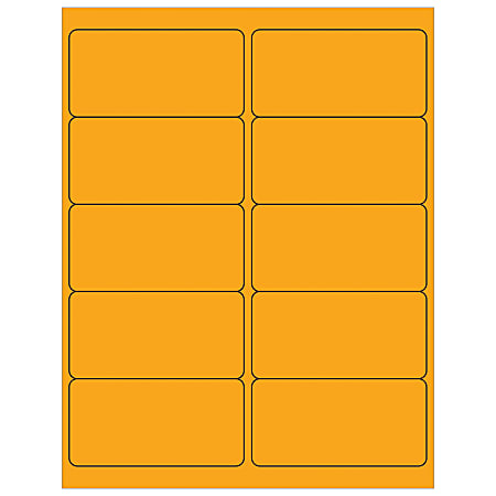 Tape Logic® Permanent Labels, LL178OR, Rectangle, 4" x 2", Fluorescent Orange, Case Of 1,000