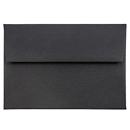 JAM Paper® Booklet Envelopes, #4 Bar (A1), Gummed Seal, 30% Recycled, Black, Pack Of 25