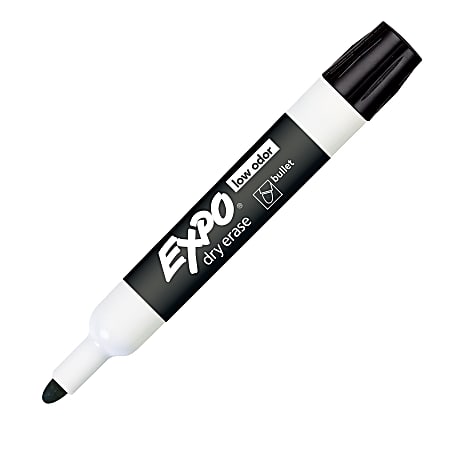 EXPO® Low-Odor Dry-Erase Markers, Bullet Point, Black, Pack Of 12