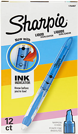 Sharpie® Accent® Liquid Pen-Style Highlighters, Fluorescent Blue, Box Of 12