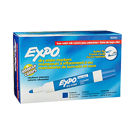 EXPO® Low-Odor Dry-Erase Markers, Bullet Point, Blue, Pack