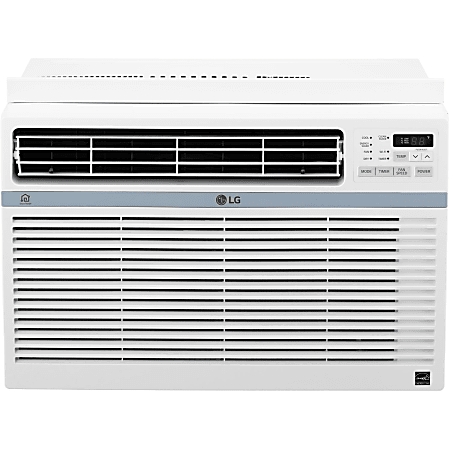 LG Window-Mounted Air Conditioner, 8,000 BTU, 12 7/16"H x 19 5/8"W x 19 7/16"D, White