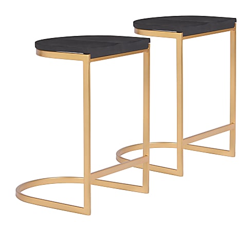 Zuo Modern Louis Counter Stools, Black/Gold, Set Of 2 Stools