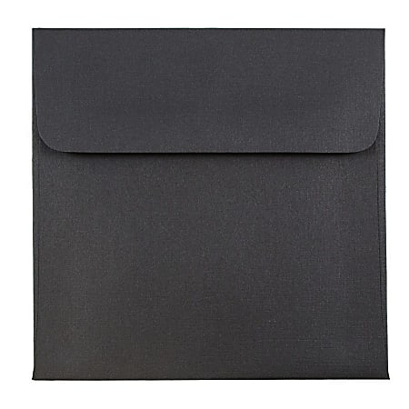 JAM Paper® Square Linen Envelopes, 5" x 5", Gummed Seal, 30% Recycled, Black, Pack Of 25