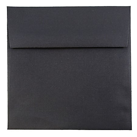 JAM Paper® Square Linen Envelopes, 5 1/2" x 5 1/2", Gummed Seal, 30% Recycled, Black, Pack Of 25