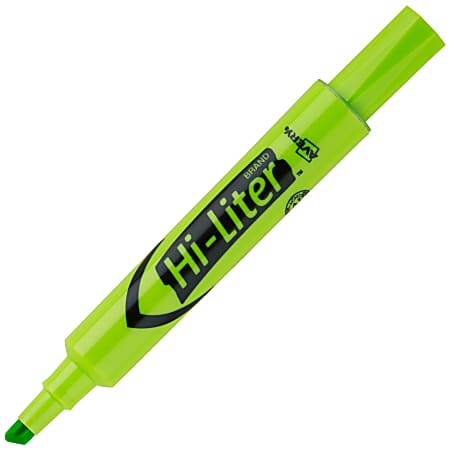 Avery® Hi-Liter® Highlighters, SmearSafe®, Chisel Tip, Desk-Style, Fluorescent Green, Box Of 12