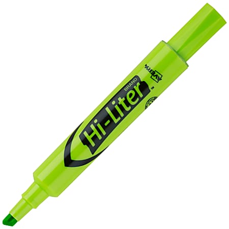 Avery® Hi-Liter® Highlighters, SmearSafe®, Chisel Tip, Desk-Style, Fluorescent Green, Box Of 12