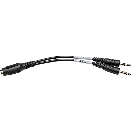 Eaton Tripp Lite Series 3.5 mm 4-Position to 3.5 mm 3-Position Audio Headset Splitter Adapter Cable (F/2xM), 6 in. (15.2 cm) - P31806NFMM