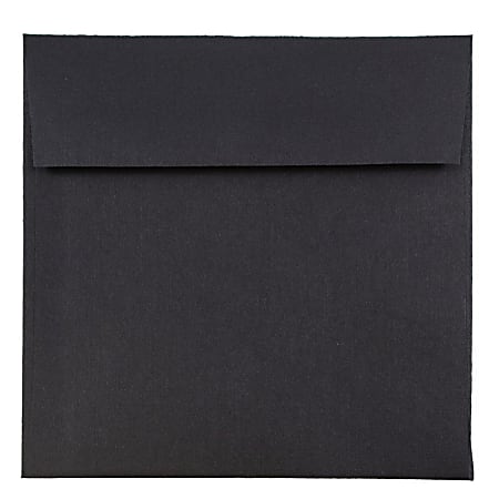 JAM Paper® Square Linen Envelopes, #6, Gummed Seal, 30% Recycled, Black, Pack Of 25