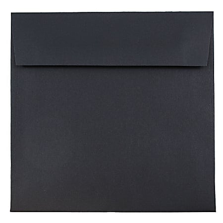 JAM Paper® Square Linen Envelopes, 6 1/2" x 6 1/2", Gummed Seal, 30% Recycled, Black, Pack Of 25