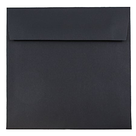 JAM Paper® Square Linen Envelopes, 6 1/2" x 6 1/2", Gummed Seal, 30% Recycled, Black, Pack Of 25