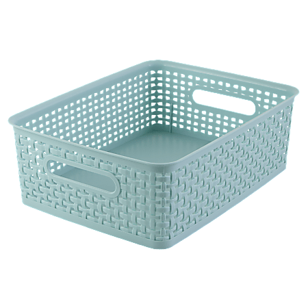 Realspace® Plastic Weave Bin, Medium Size, Blue