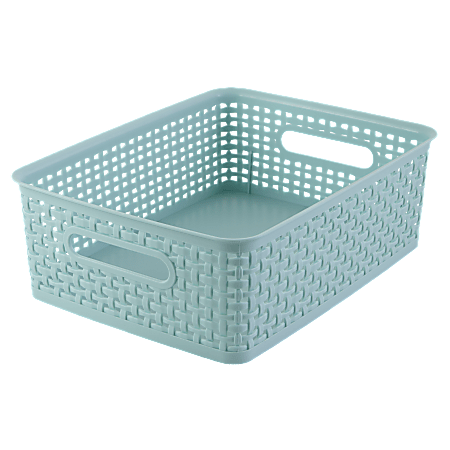 Teal Large Plastic Storage Bin