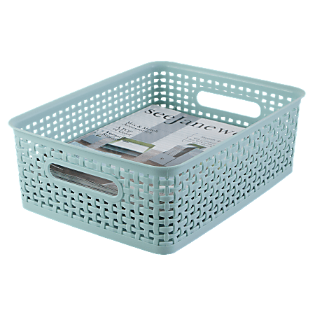 Realspace Plastic Weave Bin Small Size Blue - Office Depot