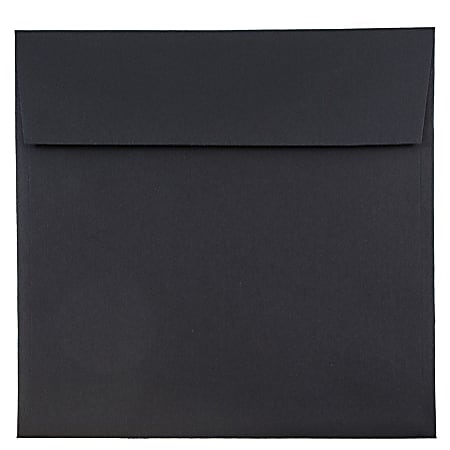 JAM Paper® Square Linen Envelopes, 8 1/2" x 8 1/2", Gummed Seal, 30% Recycled, Black, Pack Of 25