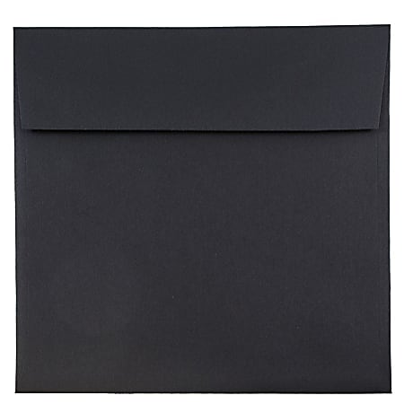 JAM Paper® Square Linen Envelopes, 8 1/2" x 8 1/2", Gummed Seal, 30% Recycled, Black, Pack Of 25