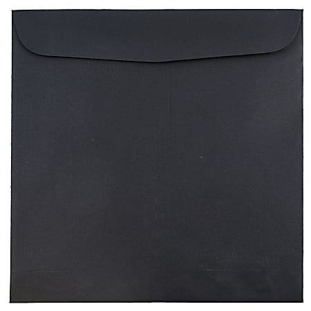 JAM Paper® Square Linen Envelopes, 9 1/2" x 9 1/2", Gummed Seal, 30% Recycled, Black, Pack Of 25