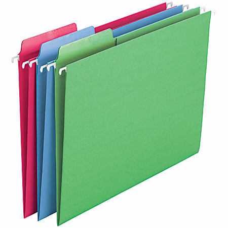 Smead® Erasable FasTab® Hanging Folders, Letter Size, Assorted Colors, Box Of 18
