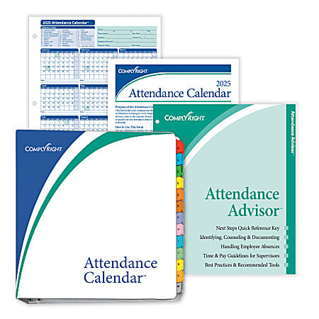 ComplyRight 2024 Attendance Calendar Kit, 8 1/2" x 11", White, Pack Of 50