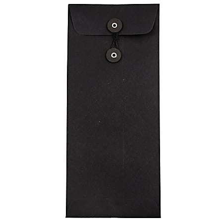 JAM Paper® Policy #10 Envelopes, Button & String Closure, 30% Recycled, Black Linen, Pack Of 25