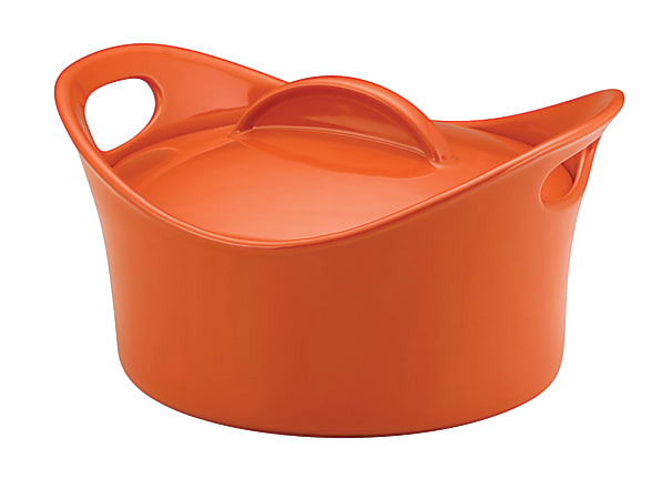 Rachael Ray Covered Casserole Dish, 2.75 Qt, 13" x 12" x 8", Orange